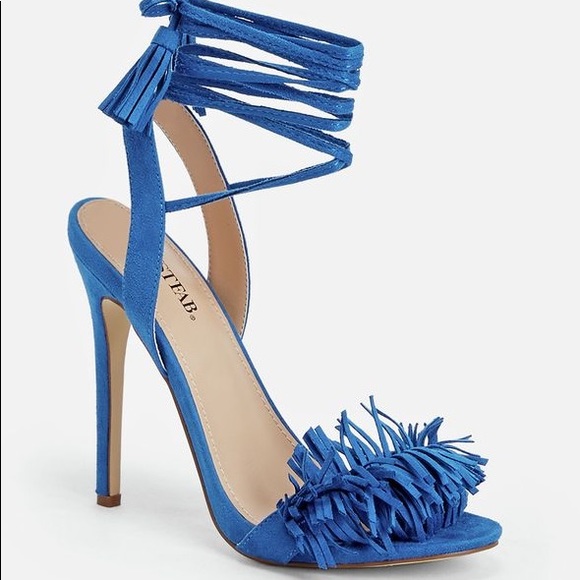 blue fringe heels